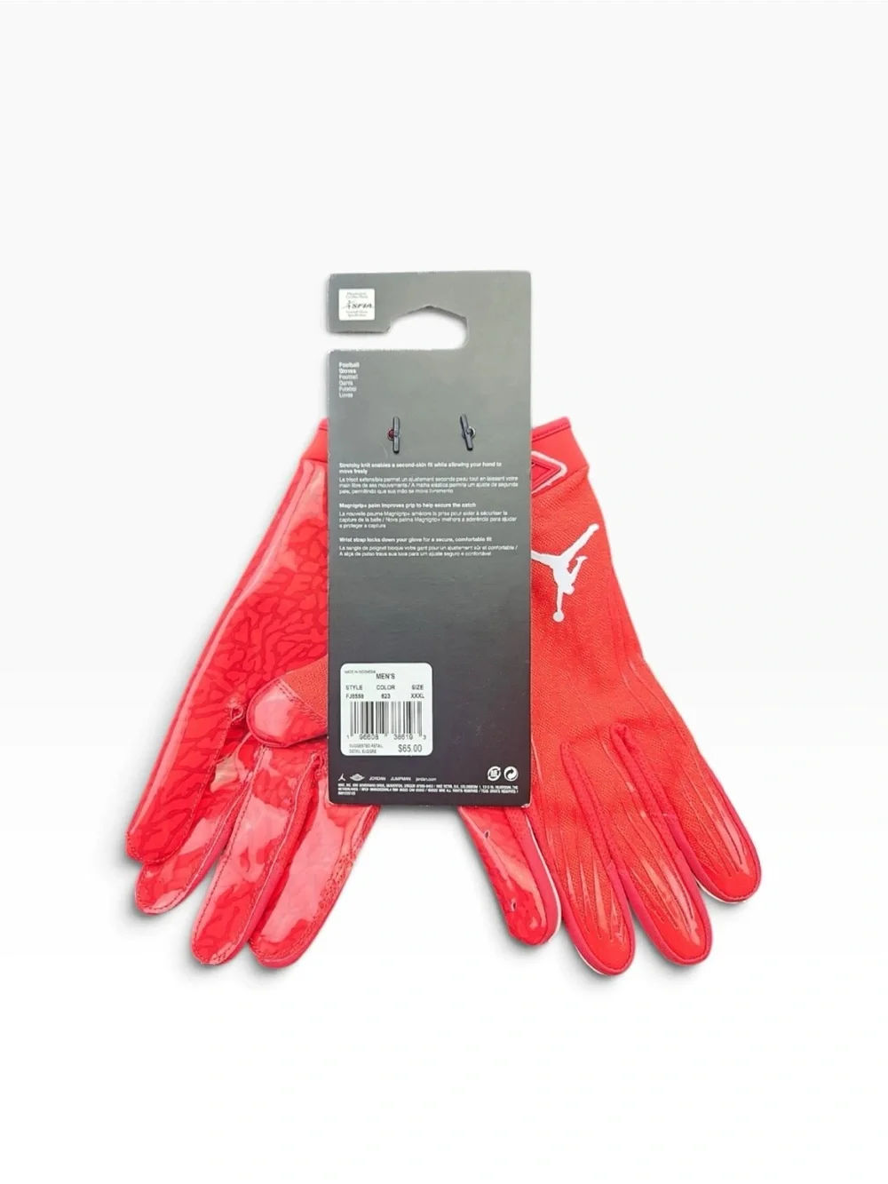 Nike Jordan Fly Lock Football Gloves Red White Men’s 3XL